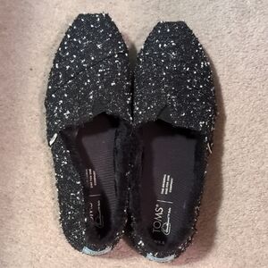 Toms Black and White Tweed Flats